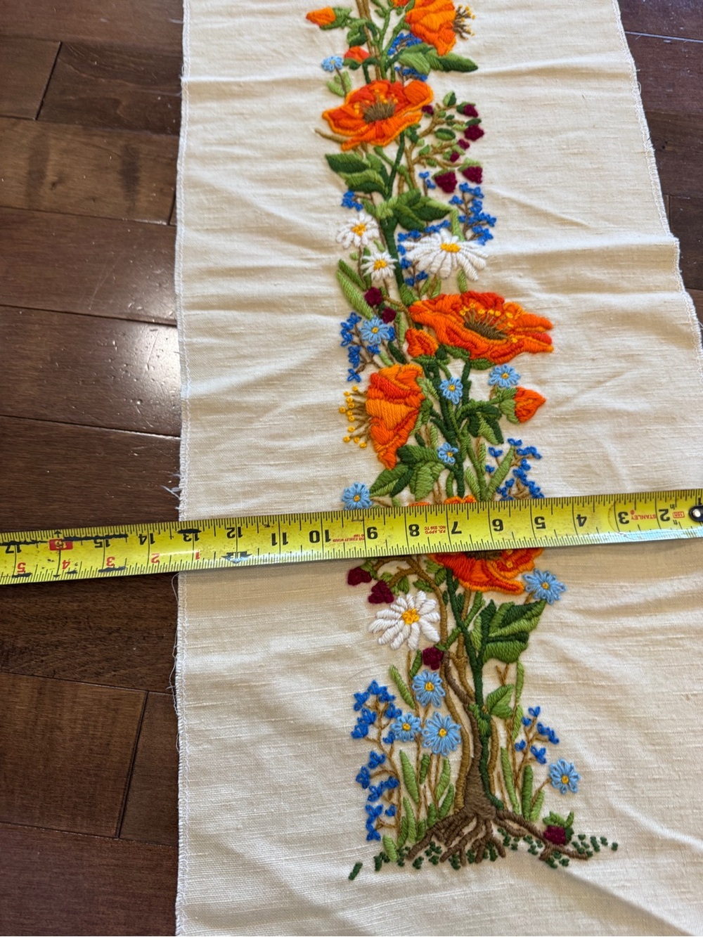 Crewel Floral Bloom Embroidery Handmade - Picture 7 of 7